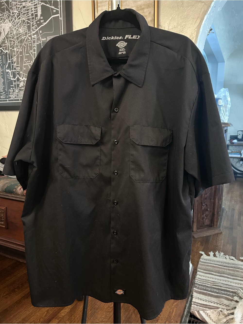 Dickies Black Short-Sleeve Button Down Work Shirt